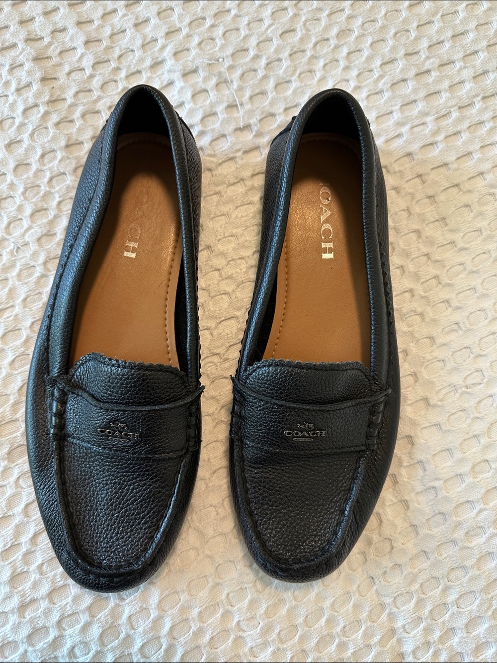 Coach Black Pebbled Leather Penny Loafers